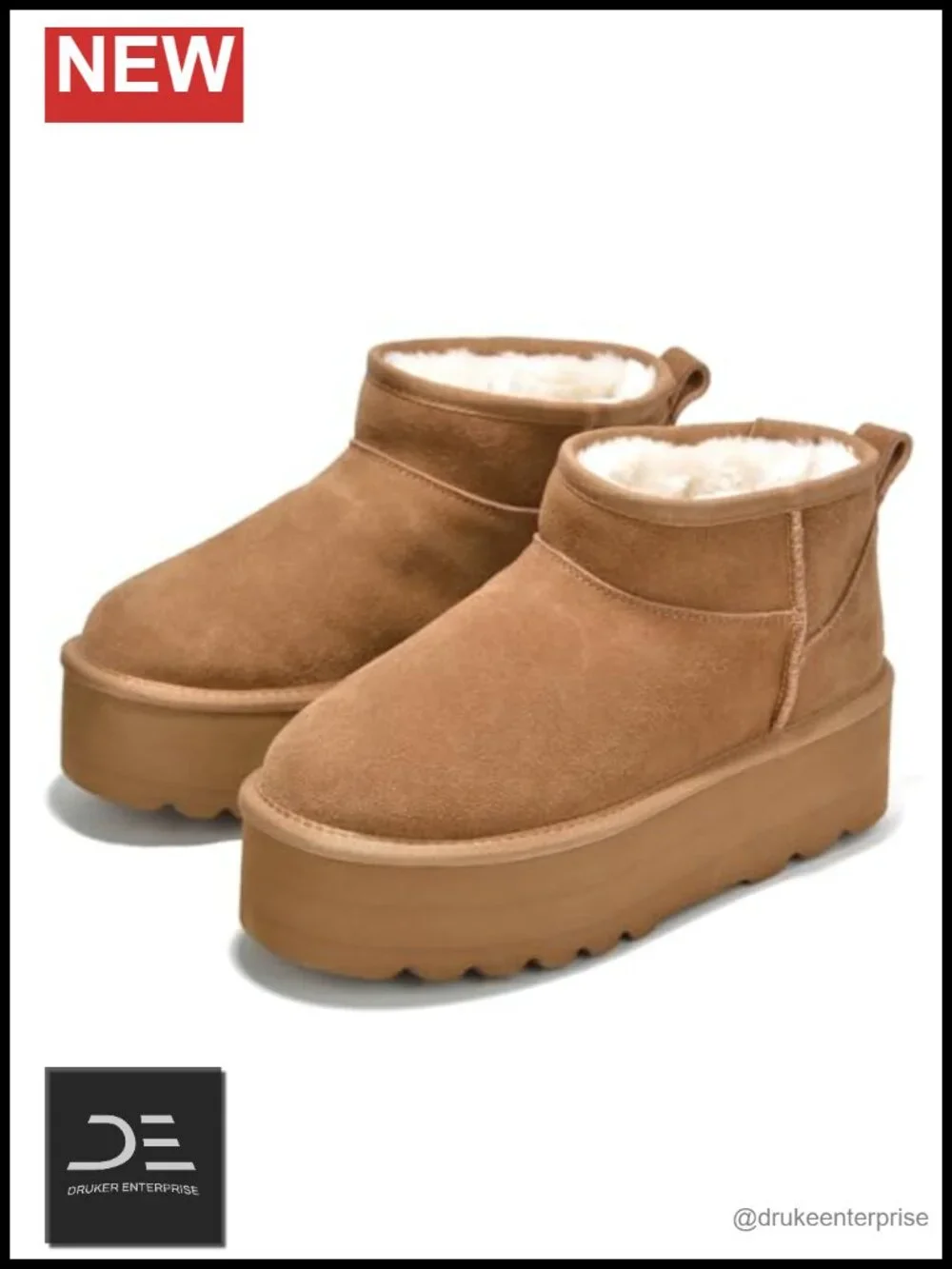Genuine Suede Ankle Boots, Faux Fur Lined, EVA Sole, Memory Foam, Winter Snow